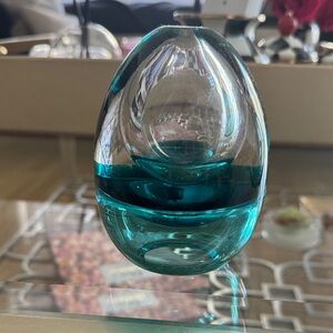 Stunning Teal Glass Art Sculpture